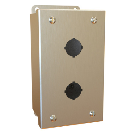 HAMMOND Pushbutton Enclosure, 2 PB x 22.5mm, 304 SS 1435MSSB